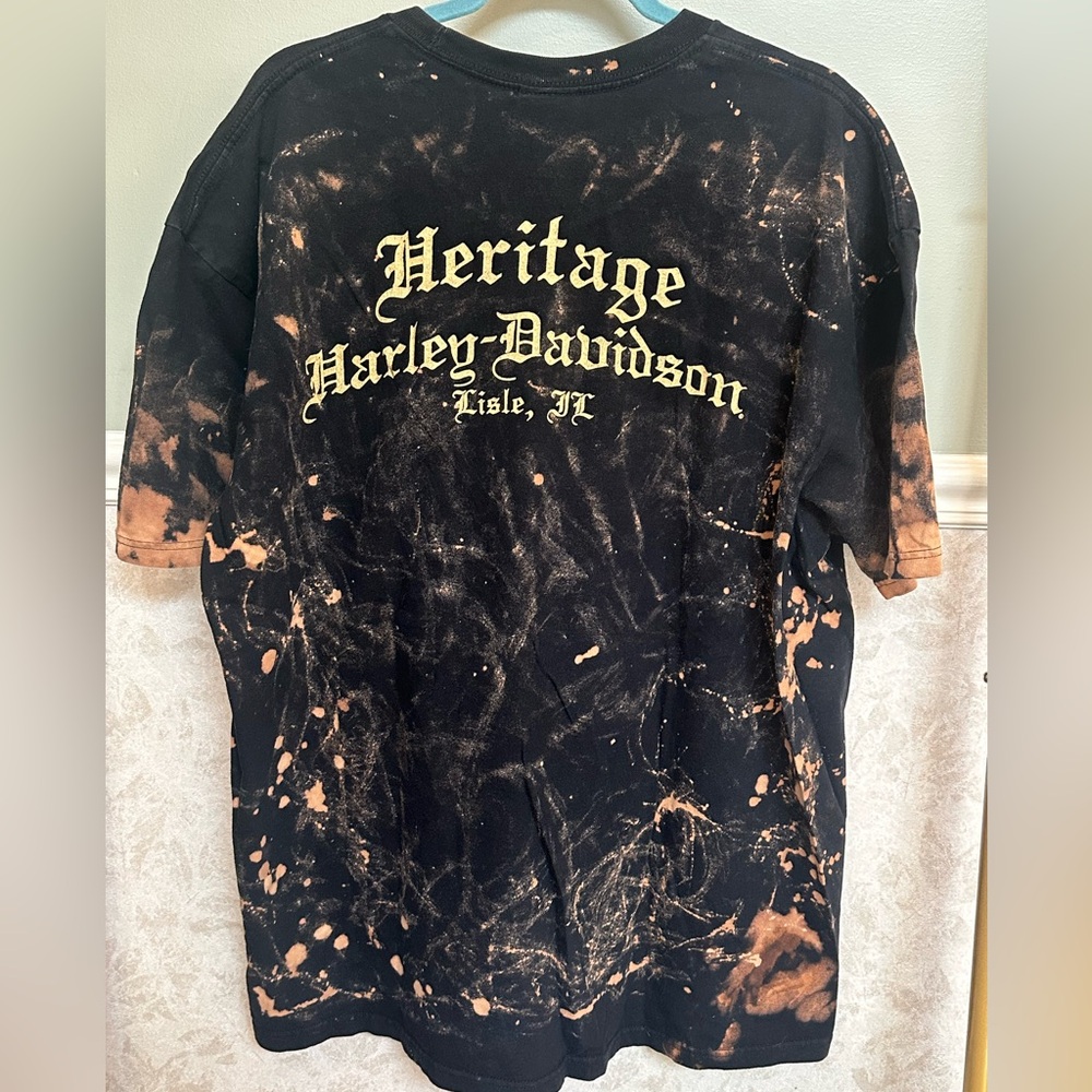 Harley-Davidson Black and Orange Bleached Logo Tee Heritage Lisle, IL - Picture 4 of 4